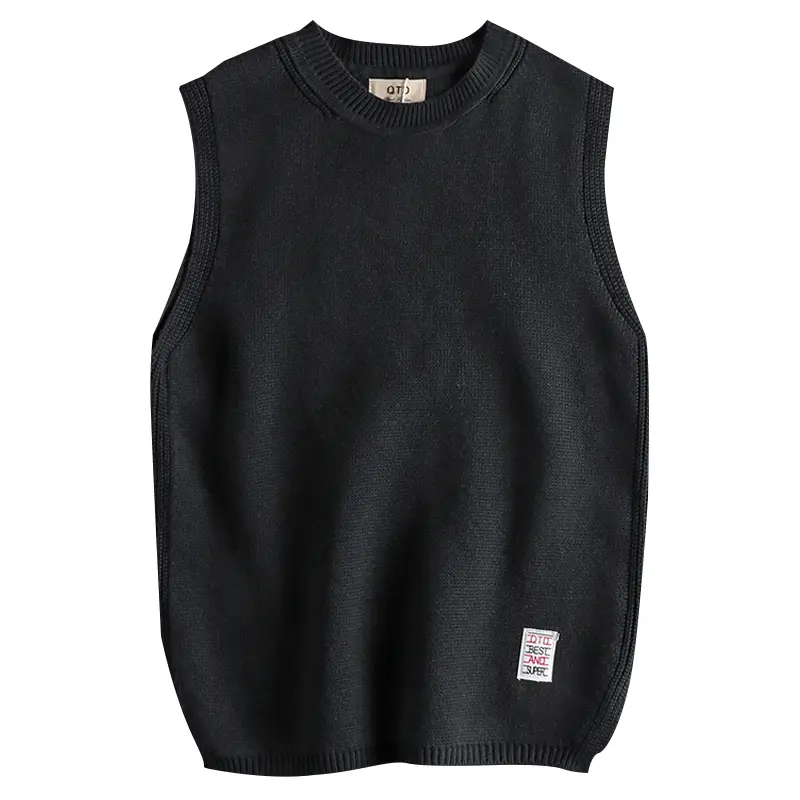 Autumn and Winter New American Retro Knitted Sweater Vest Men's Simple Washed Casual Youth Sleeveless O-neck Loose Pullover Tops