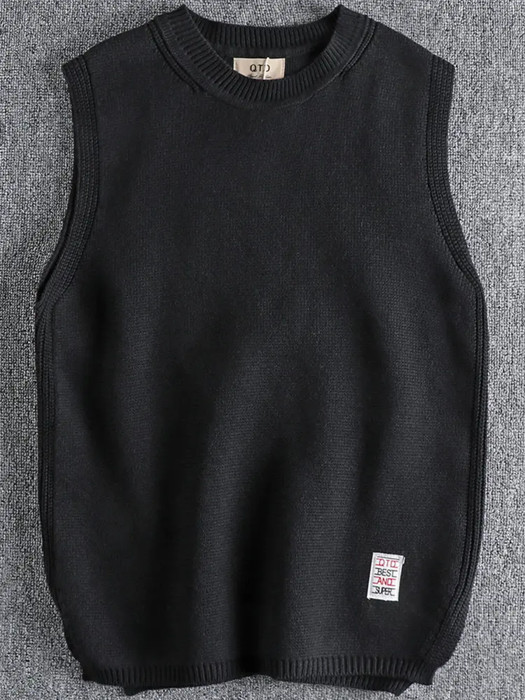 Autumn and Winter New American Retro Knitted Sweater Vest Men's Simple Washed Casual Youth Sleeveless O-neck Loose Pullover Tops