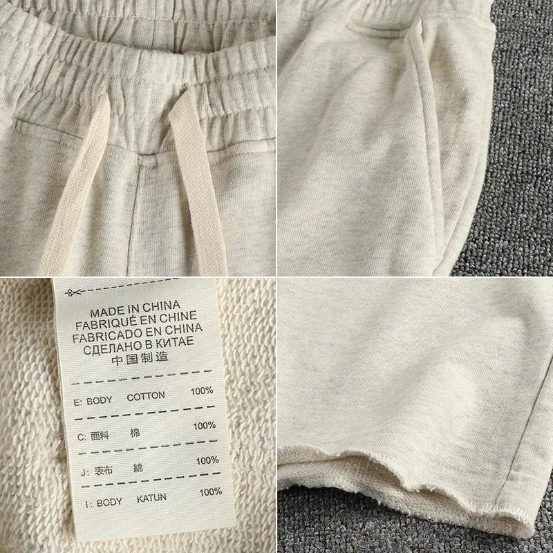 Autumn New American Retro Drawstring Knitted Logger Sweatpants Men's Simple 100% Cotton Wash Sports Casual Loose Straight Pants