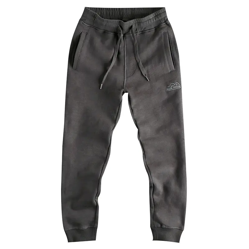 2024 Autumn New American Retro Thick Velvet Letter Embroidery Sweatpants Men's Simple 100% Cotton Washed Drawstring Casual Pants