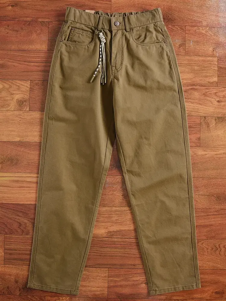 2024 Autumn and Winter New American Retro Heavyweight Woven Cargo Pants Men's Simple 100% Cotton Washed Casual Straight Trousers