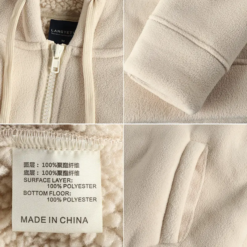 Winter New American Retro Heavyweight Long Sleeved Hooded Hoodies Men's Simple Thickened Polar Fleece Casual Cardigan Jacket