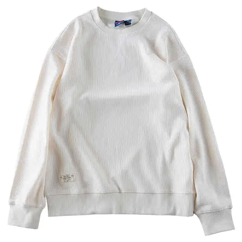 2024 Autumn New American Retro Long Sleeve O-neck Heavyweight Chenille Solid Color Sweatershirt Men's Casual Pullover Sportwear