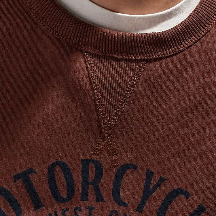 Autumn New American Retro 420g Locomotive Pig Printed Sweatshirt with Velvet Men's Fashion Pure Cotton Loose Pullover Sportwear