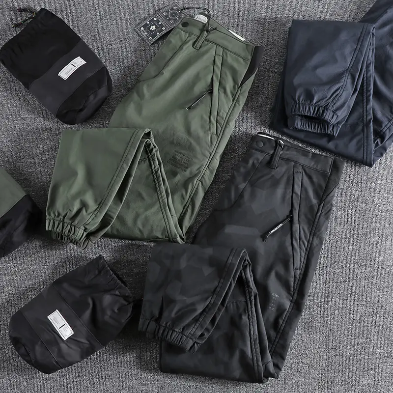206A# Winter New American Retro Outdoor Thickened Velvet Sport Casual Pants Men's Fashion Elstic Slim Youth Ankle-tied Trousers
