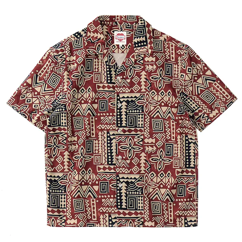 Summer New American Retro Short Sleeve Cuban Collar Hawaiian Print Shirt Men's Fashion Seaside Beach Loose Casual Flower Blouses
