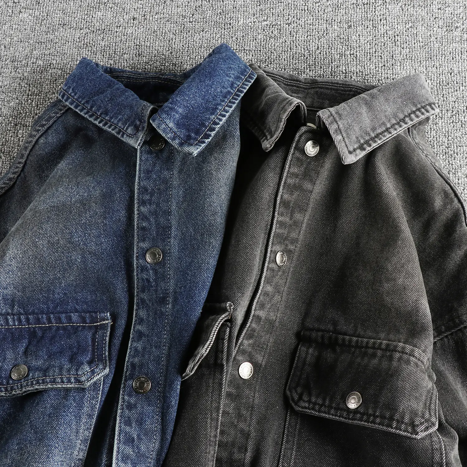 8132# 2024 Spring and Autumn New American Retro Denim Jacket Men's Simple 90% Cotton Washed Old Casual Double Pocket Loose Coat