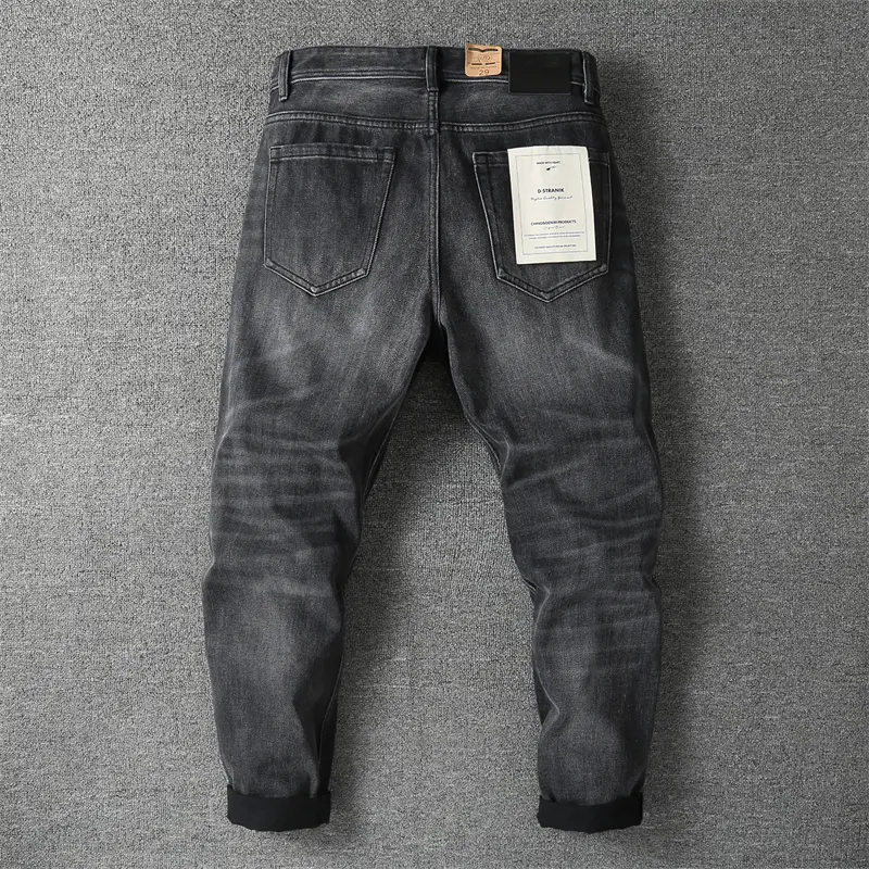 Autumn and Winter New American Retro Thick Black Denim Jeans Men's Fashion Heavyweight Washed Old Loose Casual Straight Pants