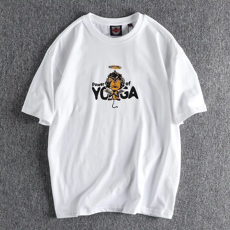 Summer New American Retro Short-sleeved O-neck Letter Printed T-shirt Men's Fashion Simple 100% Cotton Washed Casual Loose Tops