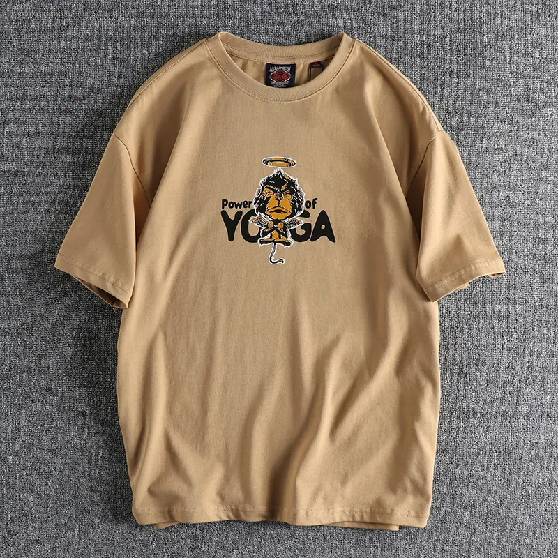 Summer New American Retro Short-sleeved O-neck Letter Printed T-shirt Men's Fashion Simple 100% Cotton Washed Casual Loose Tops