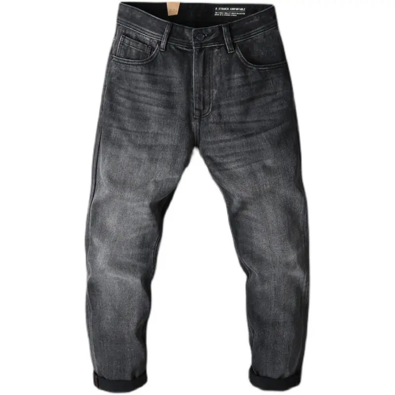 Autumn and Winter New American Retro Thick Black Denim Jeans Men's Fashion Heavyweight Washed Old Loose Casual Straight Pants