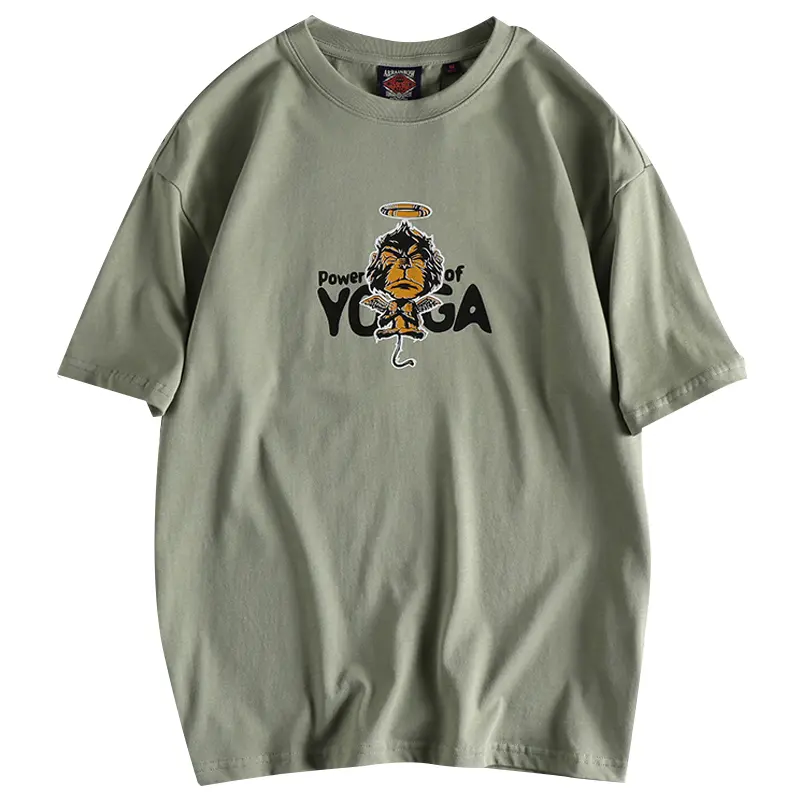 Summer New American Retro Short-sleeved O-neck Letter Printed T-shirt Men's Fashion Simple 100% Cotton Washed Casual Loose Tops
