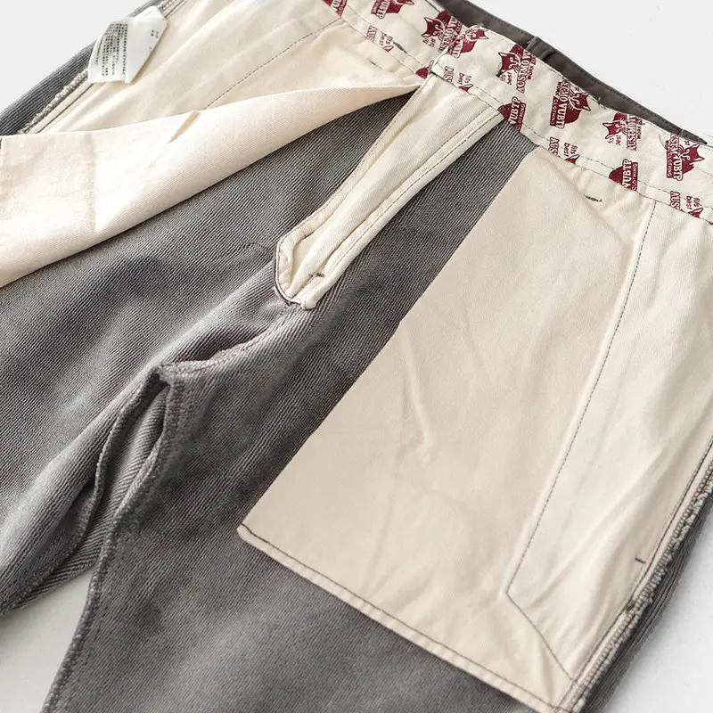 2024 Winter American Retro Woven Twill Thickened Cargo Pants with Velvet Men's Simple 97% Cotton Casual Slim Straight Trousers