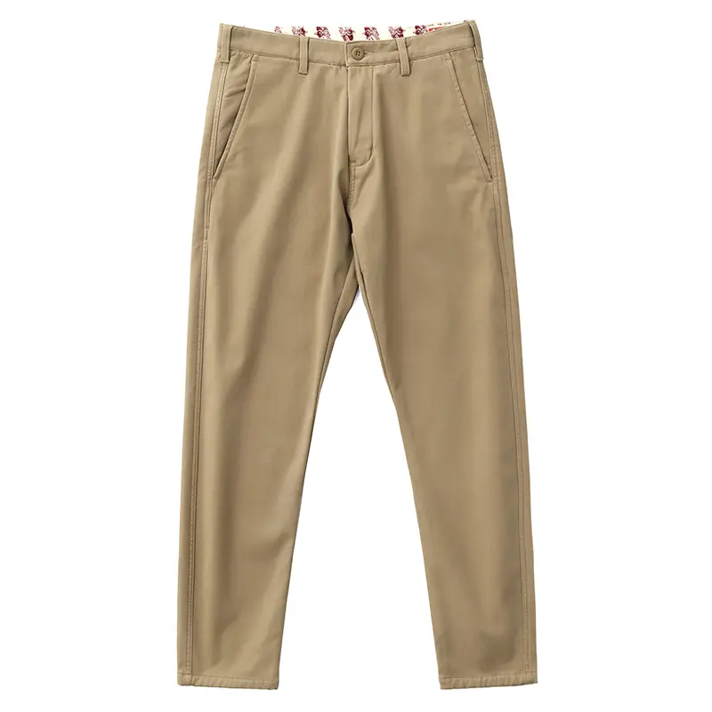 2024 Winter American Retro Woven Twill Thickened Cargo Pants with Velvet Men's Simple 97% Cotton Casual Slim Straight Trousers