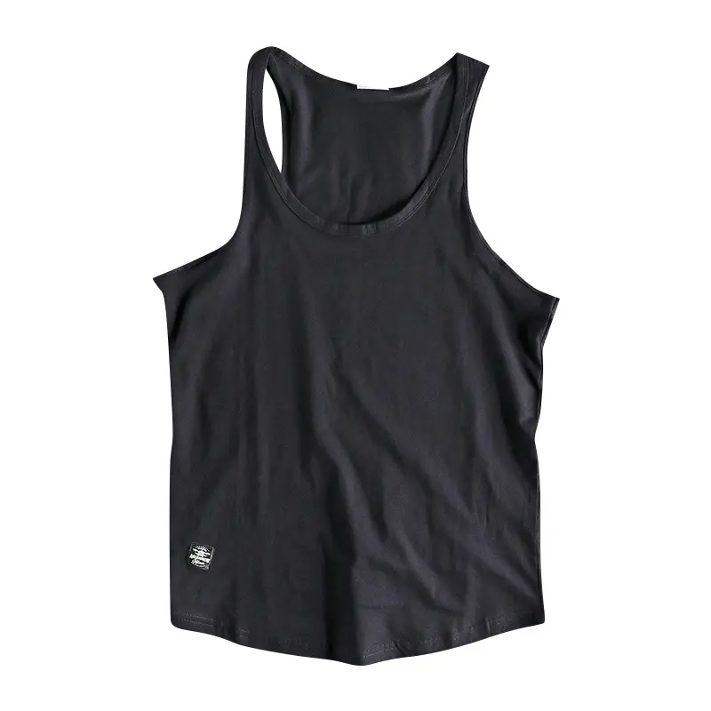 451# Summer New American Retro Sleeveless O-neck Solid T-shirt Men's Fashion 100% Cotton Washed Old Casual Sports Vest Tops
