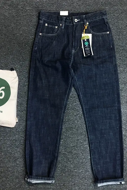 Autumn New American Retro 12.9OZ Primary Color Denim Jeans Men's Fashion 100% Cotton Washed Heavyweight Casual Tapered Pants