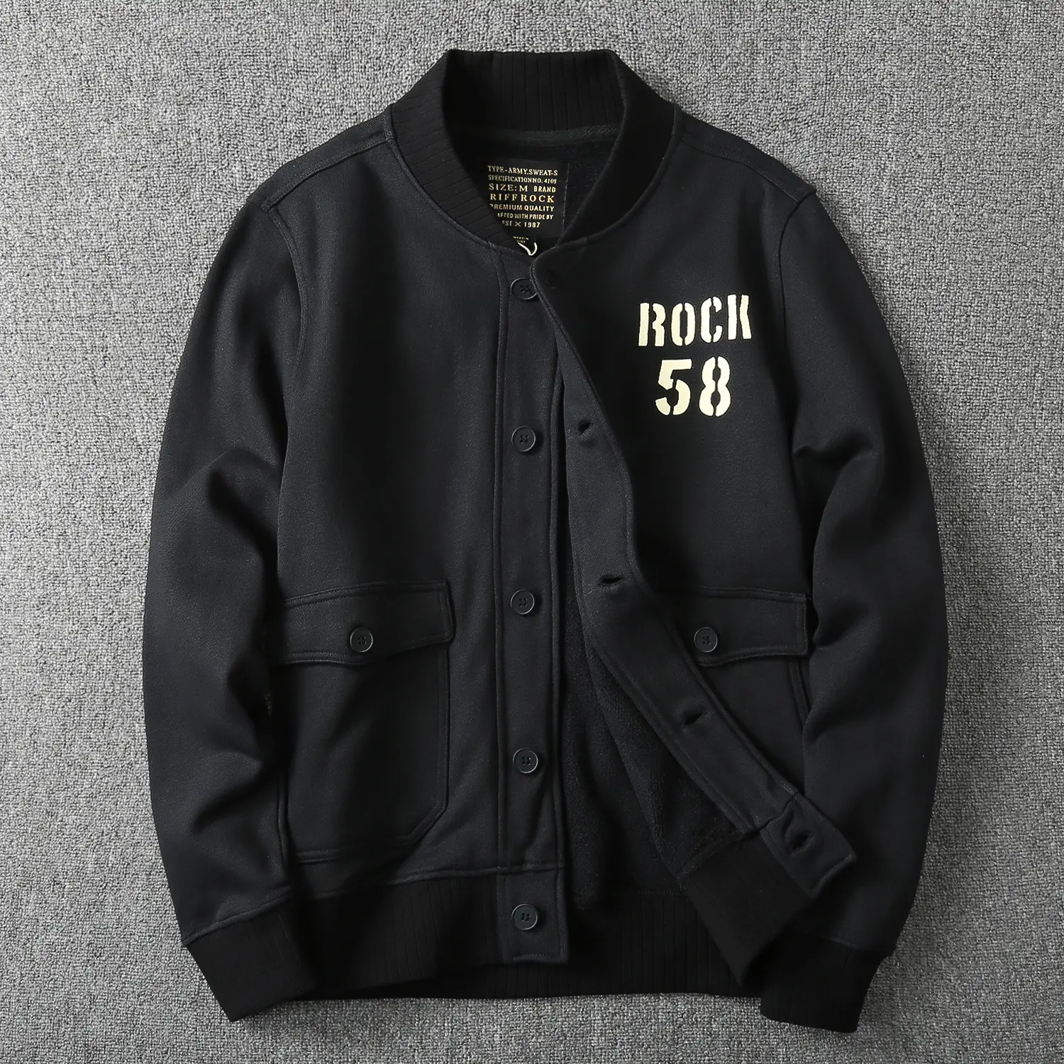 Autumn Winter New American Retro Baseball Collar Thickened Knitted Jacket Men's Military Style Pure Otton Washed Old Casual Coat