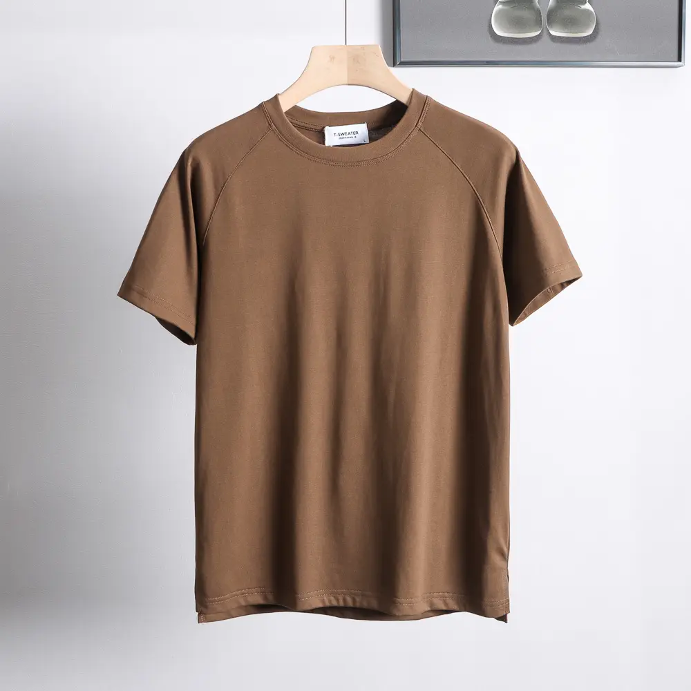 4864# 2024 Summer New American Retro Short Sleeve O-neck Solid Color T-shirt Men's Simple Washed Raglan Sleeve Casual Youth Tops