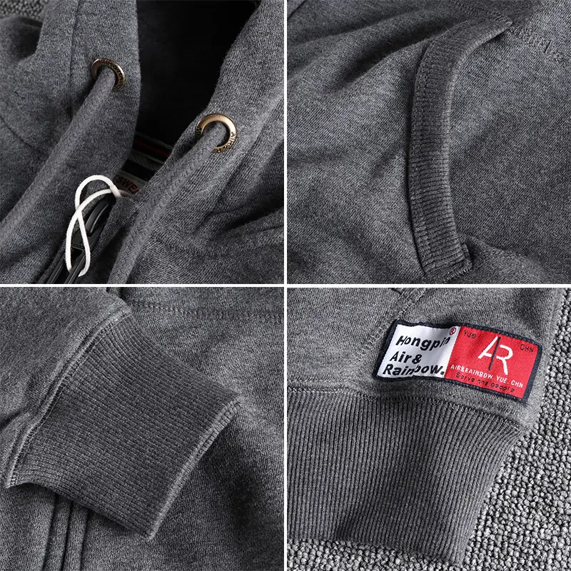 Autumn Winter Cardigan Hoodies for Men's Fashion Simple Long Sleeved Hooded Heavyweight Terry Cloth Knitted Casual Sweatshirts
