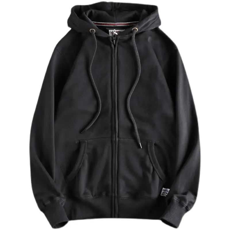 Autumn Winter Cardigan Hoodies for Men's Fashion Simple Long Sleeved Hooded Heavyweight Terry Cloth Knitted Casual Sweatshirts