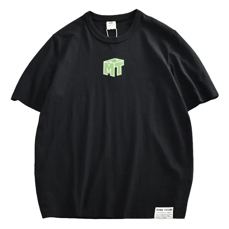 Summer New American Retro Short-sleeved O-neck Letter Printed T-shirt Men's Fashion Simple 100% Cotton Washed Casual Loose Tops