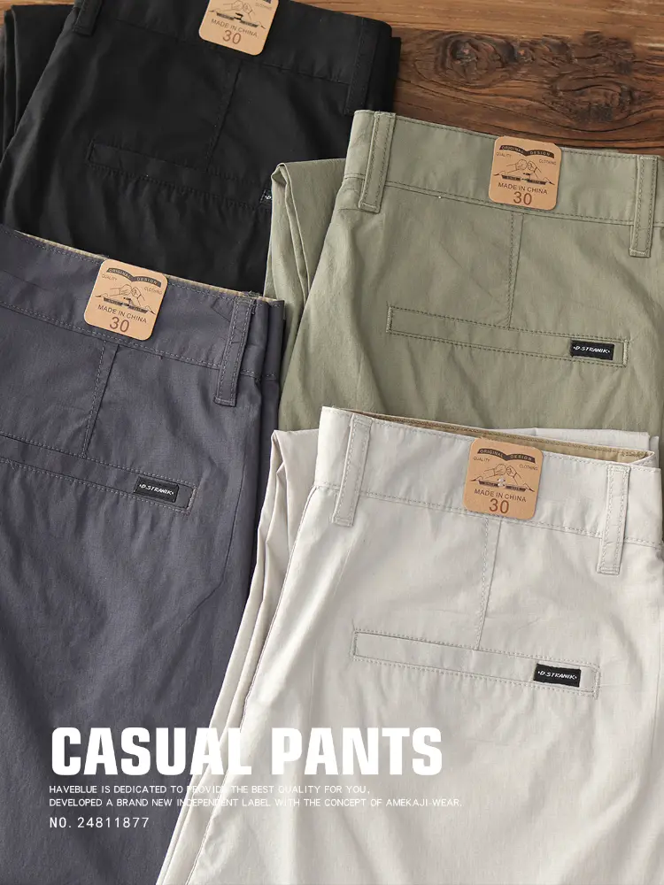 Summer New American Retro Thin Quick-drying Stretch Cargo Pants Men's Simple Chino Business Casual Straight Tapered Trousers