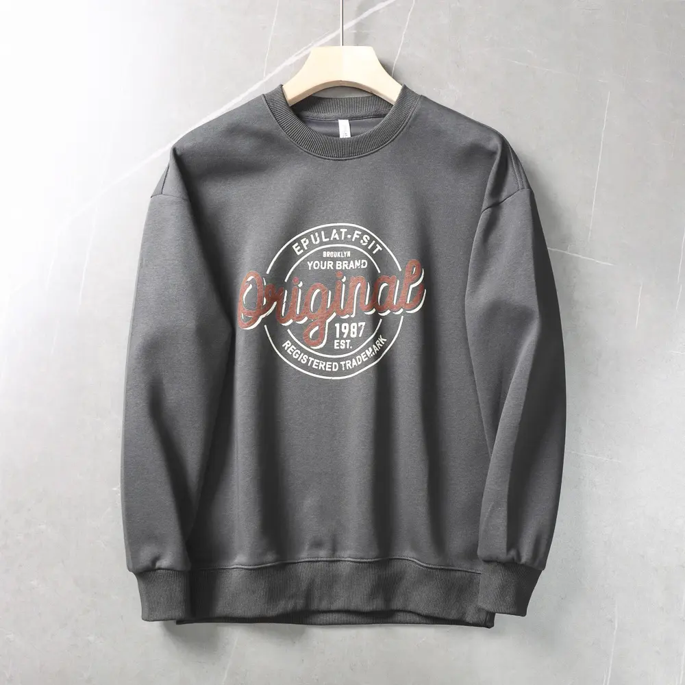 Autumn New American Retro Long Sleeve O-neck Letter Printed Sweatshirts Men's Fashion Washed Old Terry Pullover Casual Sportwear