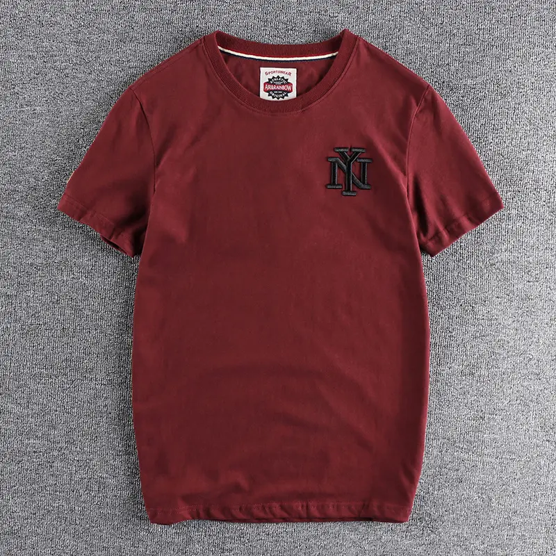 Summer American Retro Short Sleeve O-neck Letter Printed T-shirt Men's Fashion 100% Cotton Washed Old Casual Loose Tops