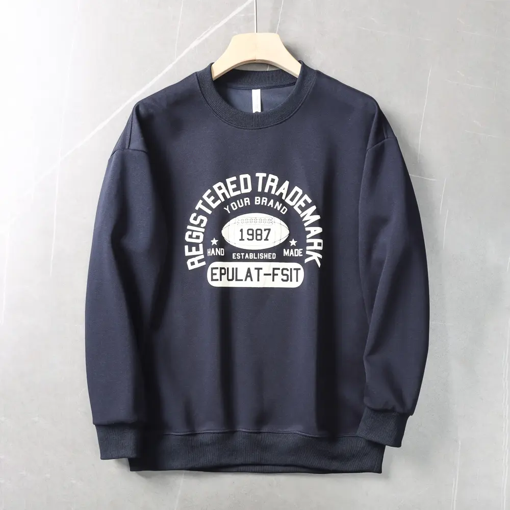 Autumn New American Retro Long Sleeve O-neck Letter Printed Sweatshirts Men's Fashion Washed Old Terry Pullover Casual Sportwear