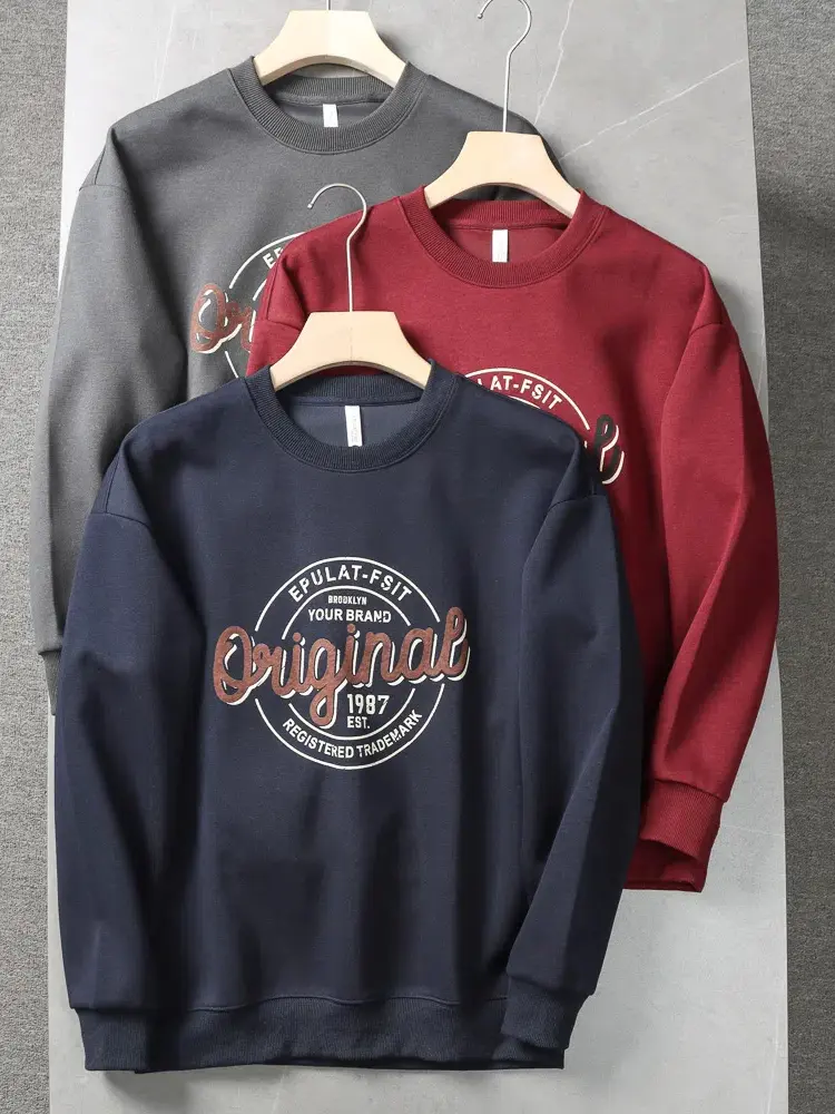 Autumn New American Retro Long Sleeve O-neck Letter Printed Sweatshirts Men's Fashion Washed Old Terry Pullover Casual Sportwear