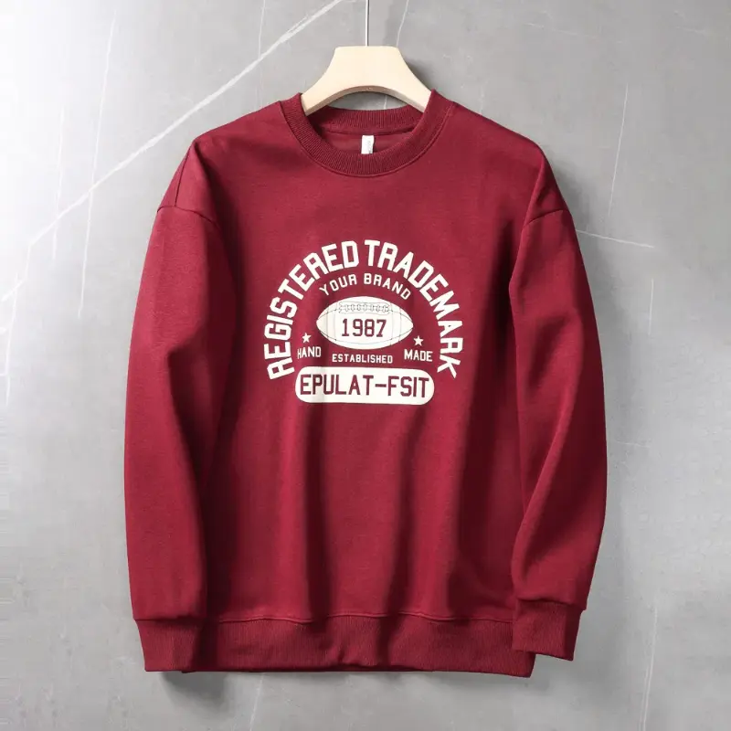 Autumn New American Retro Long Sleeve O-neck Letter Printed Sweatshirts Men's Fashion Washed Old Terry Pullover Casual Sportwear