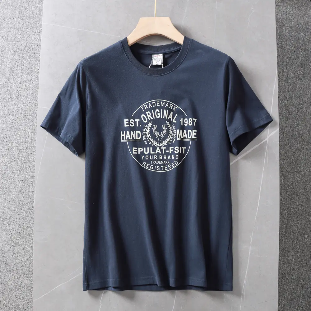 2024 Summer New American Retro Short Sleeve O-neck Letter Printed T-shirt Men's Simple 100% Cotton Washed Casual Youth Tops