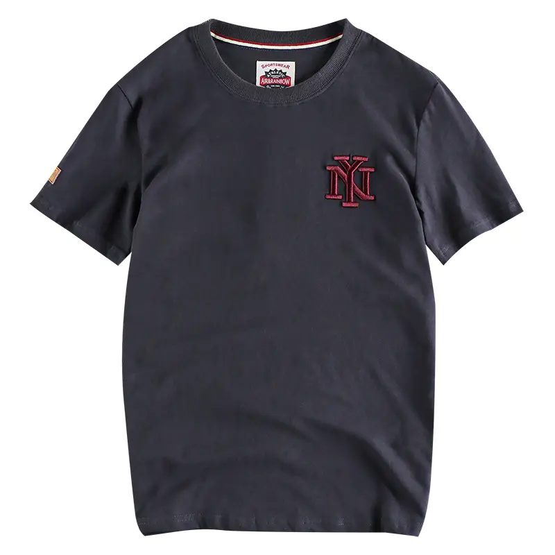 Summer American Retro Short Sleeve O-neck Letter Printed T-shirt Men's Fashion 100% Cotton Washed Old Casual Loose Tops