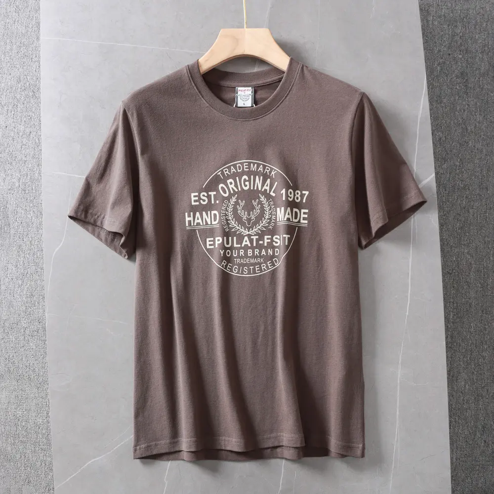 2024 Summer New American Retro Short Sleeve O-neck Letter Printed T-shirt Men's Simple 100% Cotton Washed Casual Youth Tops