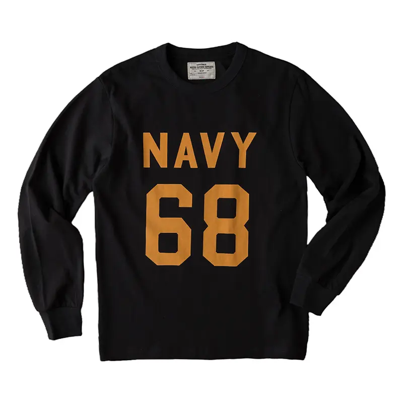 Spring New American Retro 280g Long-sleeved O-neck Letter Printed T-shirt Men's Amekaji 100% Cotton Washed Casual Sport Tops