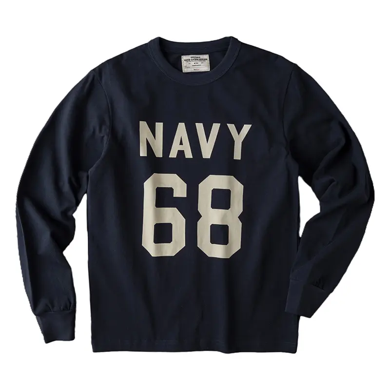 Spring New American Retro 280g Long-sleeved O-neck Letter Printed T-shirt Men's Amekaji 100% Cotton Washed Casual Sport Tops