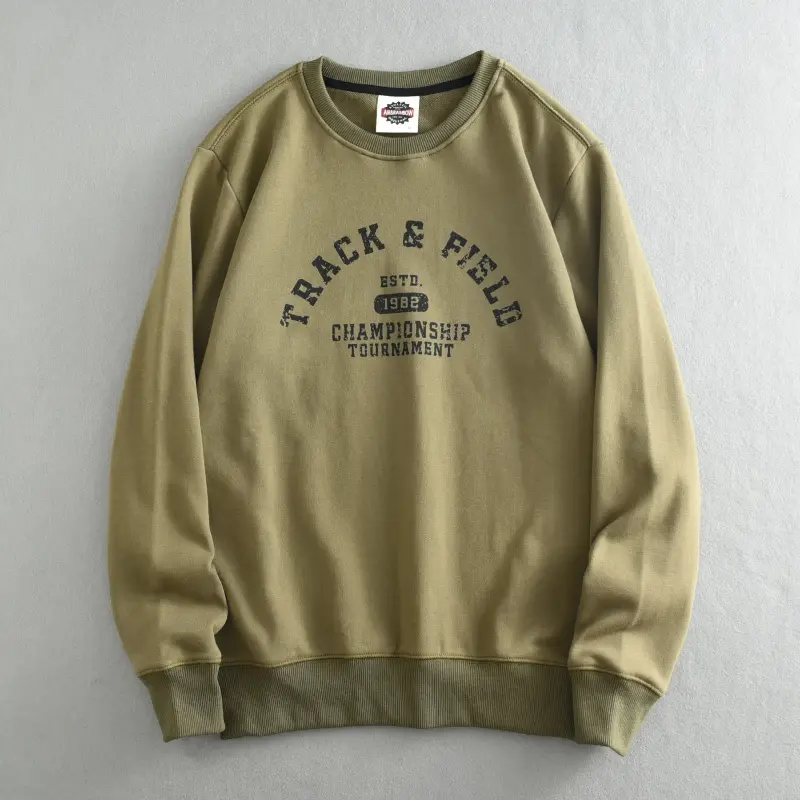 Autumn New American Retro Long Sleeve O-neck Letter Printed Sweatshirts Men's Fashion Washed Old Terry Pullover Casual Sportwear