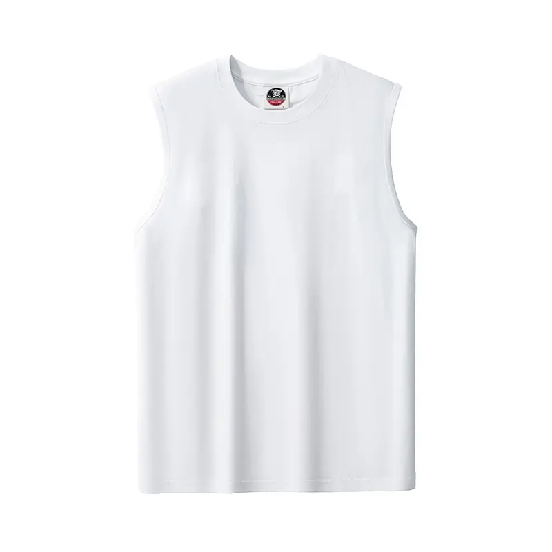 Summer New American Sleeveless O-neck Solid Color T-shirt Men's Fashion 100% Cotton Washed Casual Sports Fitness Basketball Vest