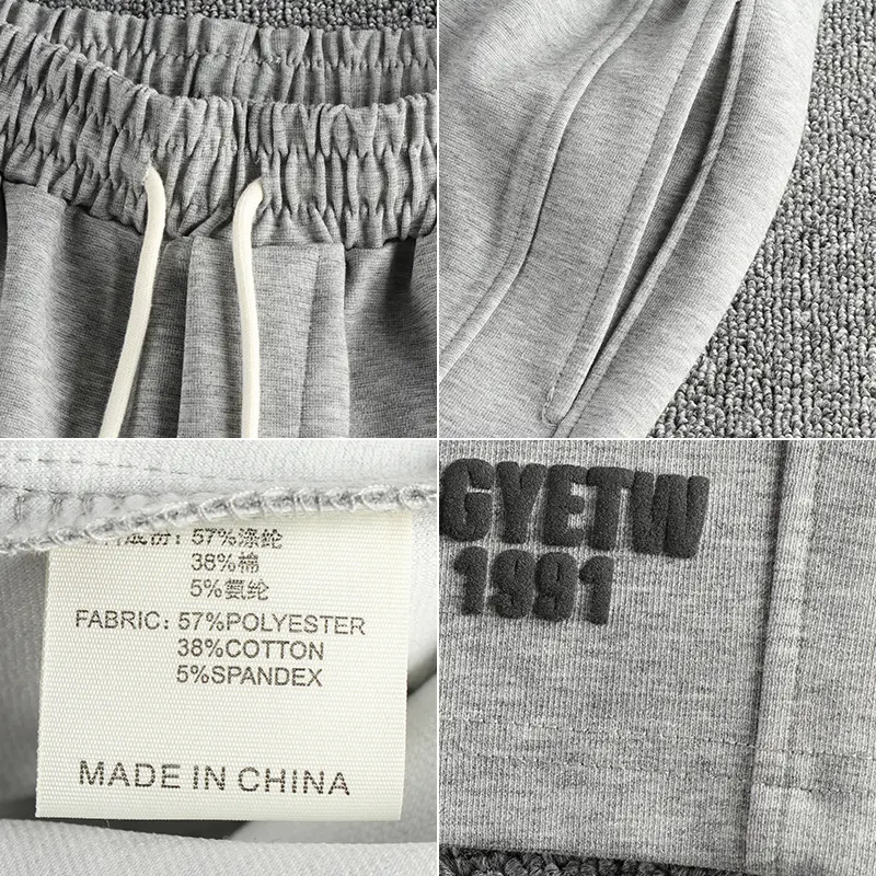 Summer New American Retro Knitted Solid Color Shorts Men's High Street Elastic Wasit Drawstring Sport Casual Loose 5-point Pants