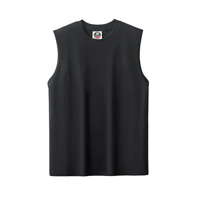 Summer New American Sleeveless O-neck Solid Color T-shirt Men's Fashion 100% Cotton Washed Casual Sports Fitness Basketball Vest