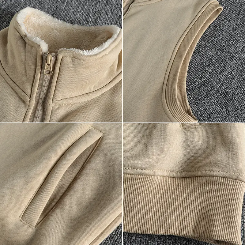 963# Winter New American Retro Sleeveless Stand Collar Thickened Lambs Velvet Vest Men's Fashion Simple Warm Casual Waistcoat
