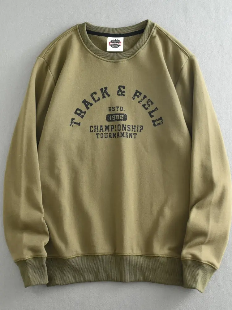Autumn New American Retro Long Sleeve O-neck Letter Printed Sweatshirts Men's Fashion Washed Old Terry Pullover Casual Sportwear