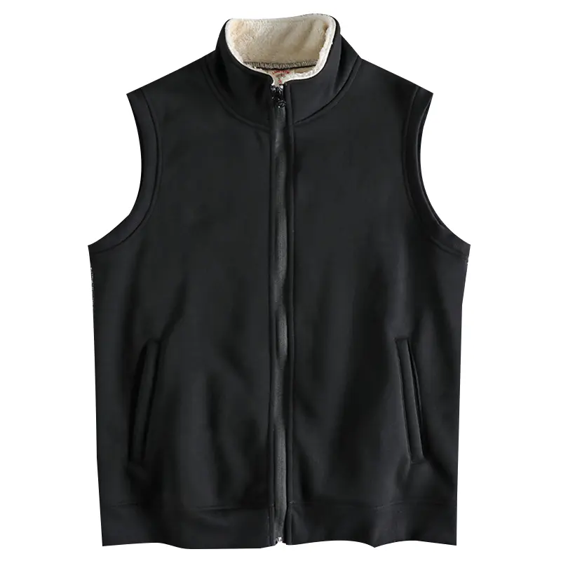 963# Winter New American Retro Sleeveless Stand Collar Thickened Lambs Velvet Vest Men's Fashion Simple Warm Casual Waistcoat