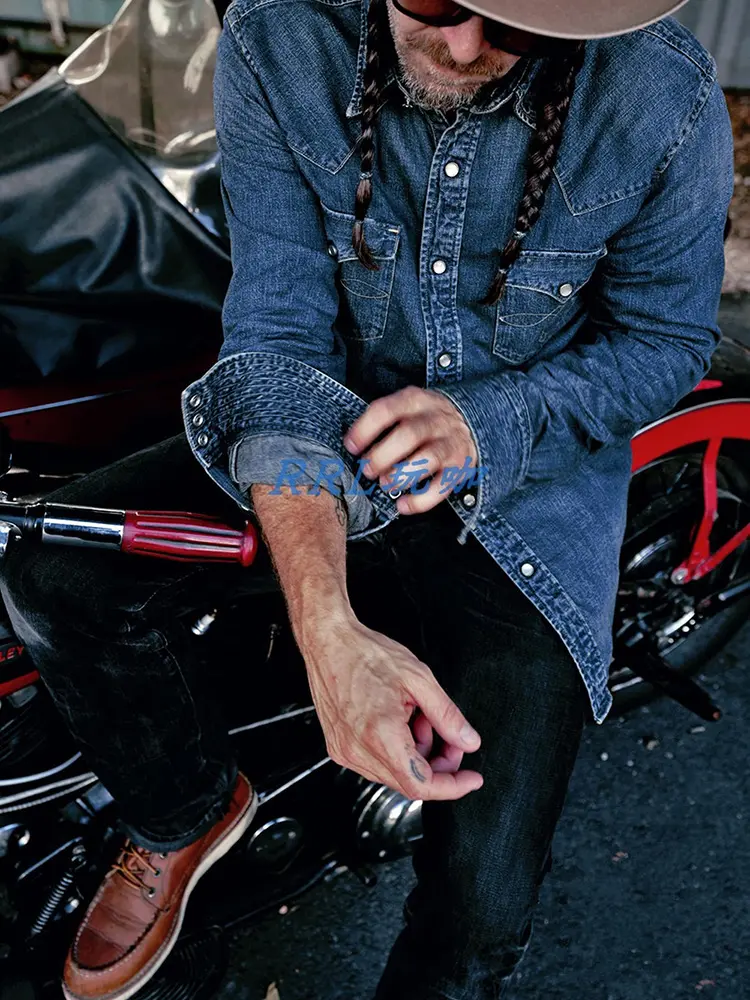 Autumn New American Retro Heavyweight Double Pocket Denim Cargo Shirt Men's Simple 100% Cotton Washed Casual Blouses Thin Jacket