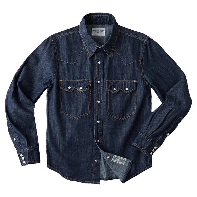 Autumn New American Retro Heavyweight Double Pocket Denim Cargo Shirt Men's Simple 100% Cotton Washed Casual Blouses Thin Jacket