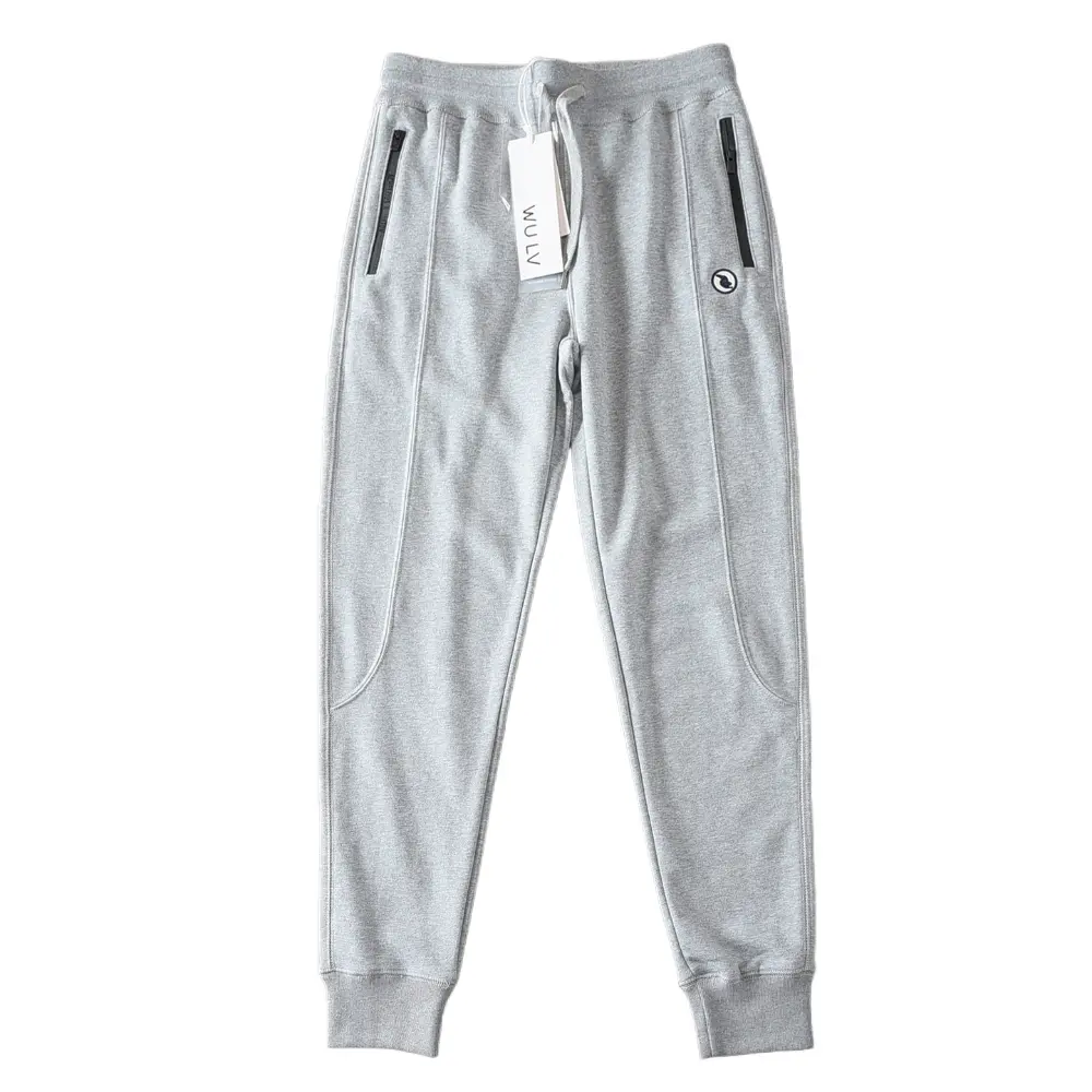 Spring Autumn New American Retro Embroidery Sweatpants Men's Simple 82% Cotton Washed Drawstring Sports Casual Ankle-tied Pants