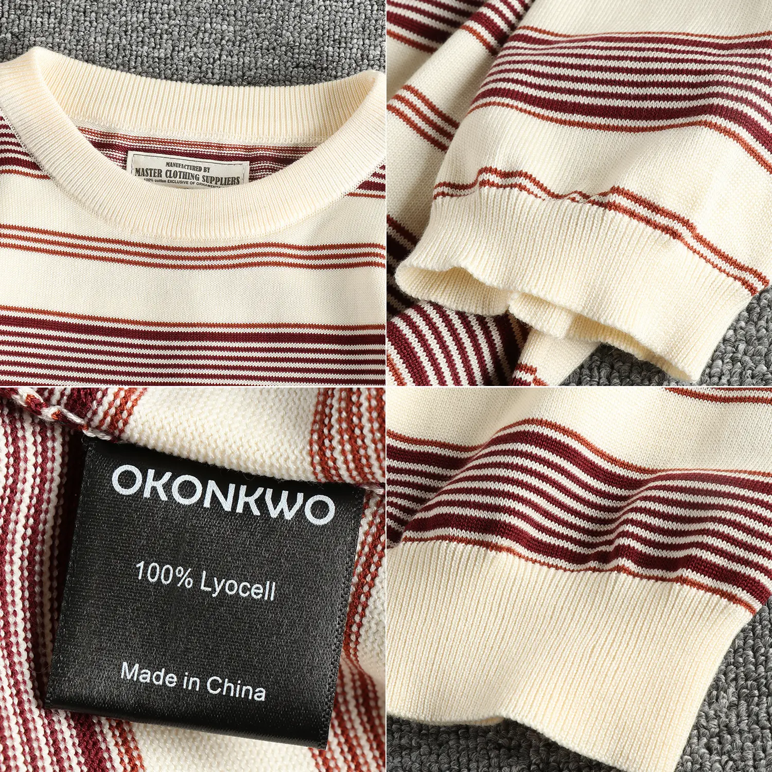2025 Summer New American Retro 280G Short Sleeve O-neck Knitted Striped T-shirt Men's Simple 100% Cotton Washed Casual Slim Tops