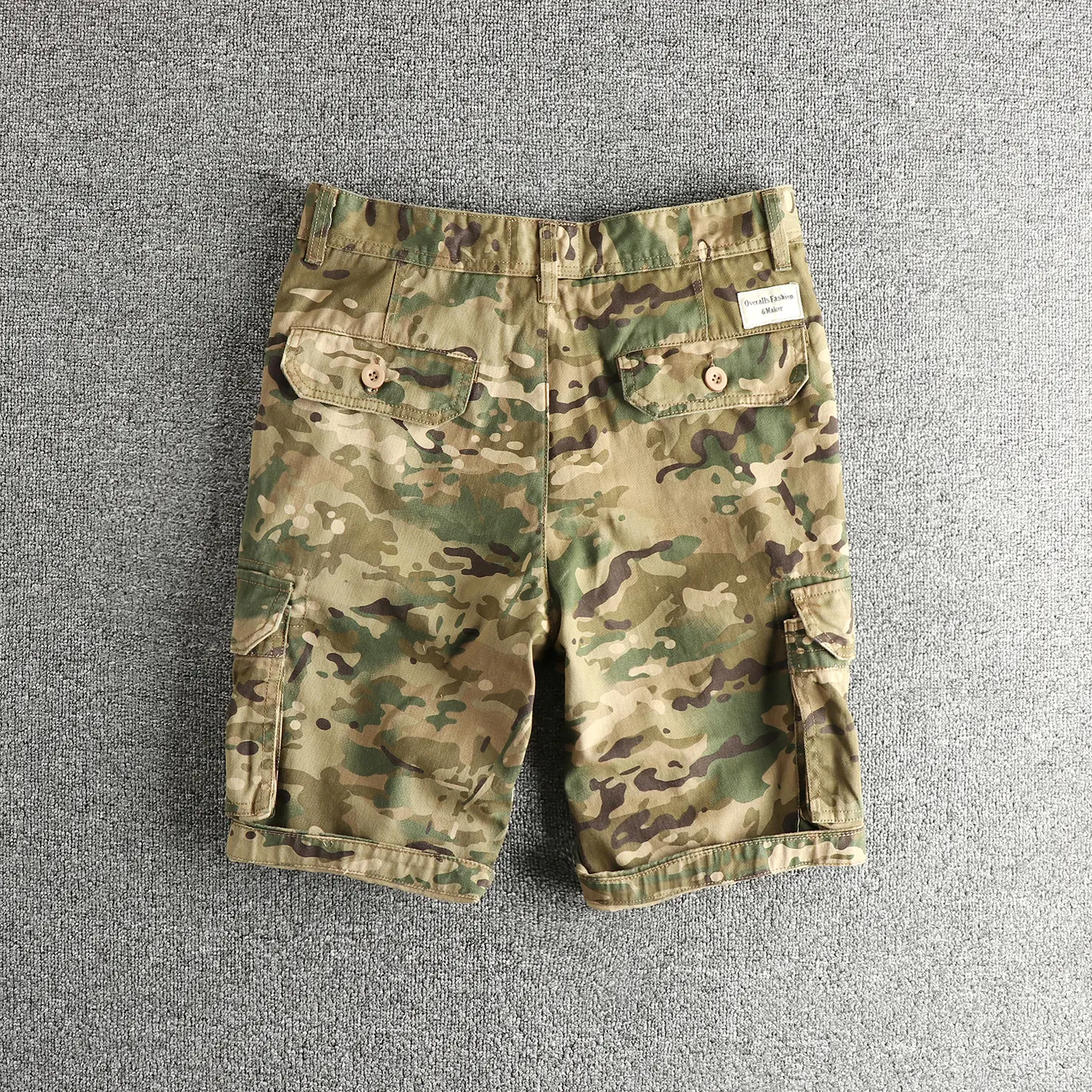 2025 Summer New American Retro Woven Khaki Camouflage Cargo Shorts Men's Fashion 100% Cotton Washed Old Casual 5-point Pants