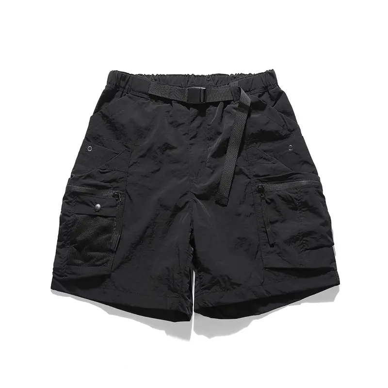 2025 Summer New American Retro Outdoor Quick Dry Inner Mesh Cargo Shorts Men's Washed Multi-pocket Casual Sport Five-point Pants