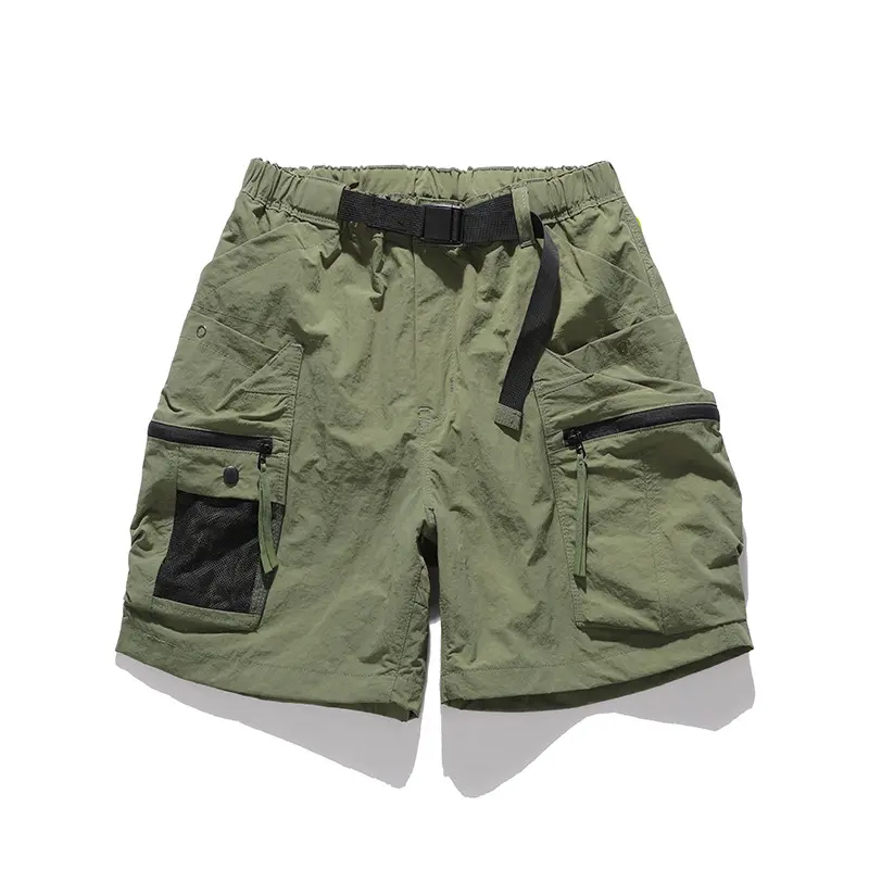 2025 Summer New American Retro Outdoor Quick Dry Inner Mesh Cargo Shorts Men's Washed Multi-pocket Casual Sport Five-point Pants